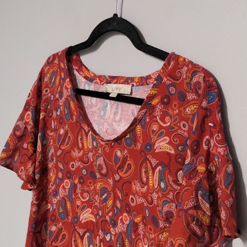 Loft Paisley Print Drop Shoulder Flutter Sleeve - Picture 3 of 6
